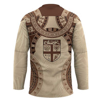 Bula Fiji Day 55th Anniversary Masi Tapa Hockey Jersey Emerald Jubilee - Beige LT7 - Polynesian Pride