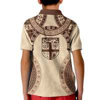Bula Fiji Day 55th Anniversary Masi Tapa Kid Polo Shirt Emerald Jubilee - Beige - Polynesian Pride