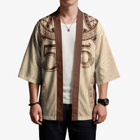 Bula Fiji Day 55th Anniversary Masi Tapa Kimono Emerald Jubilee - Beige - Polynesian Pride