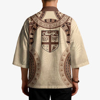 Bula Fiji Day 55th Anniversary Masi Tapa Kimono Emerald Jubilee - Beige - Polynesian Pride