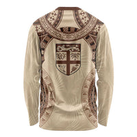 Bula Fiji Day 55th Anniversary Masi Tapa Long Sleeve Shirt Emerald Jubilee - Beige - Polynesian Pride