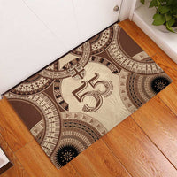 Bula Fiji Day 55th Anniversary Masi Tapa Rubber Doormat Emerald Jubilee - Beige - Polynesian Pride
