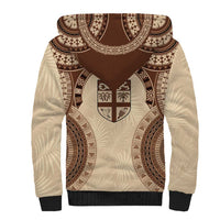 Bula Fiji Day 55th Anniversary Masi Tapa Sherpa Hoodie Emerald Jubilee - Beige - Polynesian Pride