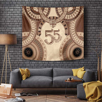 Bula Fiji Day 55th Anniversary Masi Tapa Tapestry Emerald Jubilee - Beige - Polynesian Pride