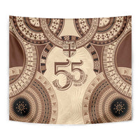Bula Fiji Day 55th Anniversary Masi Tapa Tapestry Emerald Jubilee - Beige - Polynesian Pride