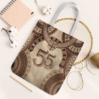 Bula Fiji Day 55th Anniversary Masi Tapa Tote Bag Emerald Jubilee - Beige - Polynesian Pride