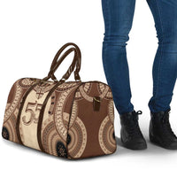 Bula Fiji Day 55th Anniversary Masi Tapa Travel Bag Emerald Jubilee - Beige - Polynesian Pride