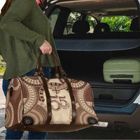 Bula Fiji Day 55th Anniversary Masi Tapa Travel Bag Emerald Jubilee - Beige - Polynesian Pride