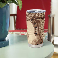 Bula Fiji Day 55th Anniversary Masi Tapa Tumbler Cup Emerald Jubilee - Beige - Polynesian Pride