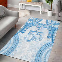 Bula Fiji Day 55th Anniversary Masi Tapa Area Rug Emerald Jubilee - Turquoise - Polynesian Pride