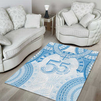 Bula Fiji Day 55th Anniversary Masi Tapa Area Rug Emerald Jubilee - Turquoise - Polynesian Pride