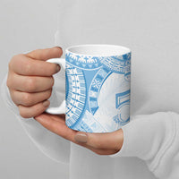 Bula Fiji Day 55th Anniversary Masi Tapa Ceramic Mug Emerald Jubilee - Turquoise - Polynesian Pride