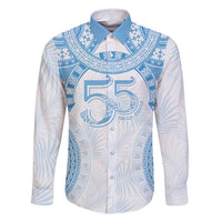 Bula Fiji Day 55th Anniversary Masi Tapa Family Matching Long Sleeve Bodycon Dress and Hawaiian Shirt Emerald Jubilee - Turquoise - Polynesian Pride