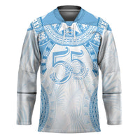 Bula Fiji Day 55th Anniversary Masi Tapa Hockey Jersey Emerald Jubilee - Turquoise LT7 Unisex Turquoise - Polynesian Pride