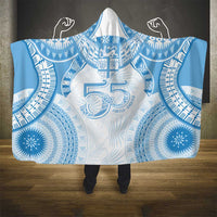 Bula Fiji Day 55th Anniversary Masi Tapa Hooded Blanket Emerald Jubilee - Turquoise - Polynesian Pride