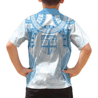 Bula Fiji Day 55th Anniversary Masi Tapa Kid Hawaiian Shirt Emerald Jubilee - Turquoise - Polynesian Pride