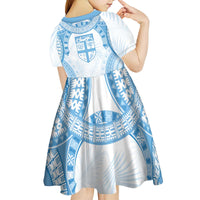 Bula Fiji Day 55th Anniversary Masi Tapa Kid Short Sleeve Dress Emerald Jubilee - Turquoise - Polynesian Pride