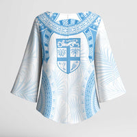 Bula Fiji Day 55th Anniversary Masi Tapa Kimono Sleeve Blouse Emerald Jubilee - Turquoise - Polynesian Pride