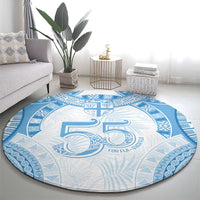 Bula Fiji Day 55th Anniversary Masi Tapa Round Carpet Emerald Jubilee - Turquoise - Polynesian Pride