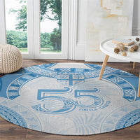 Bula Fiji Day 55th Anniversary Masi Tapa Round Carpet Emerald Jubilee - Turquoise - Polynesian Pride