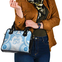 Bula Fiji Day 55th Anniversary Masi Tapa Shoulder Handbag Emerald Jubilee - Turquoise - Polynesian Pride