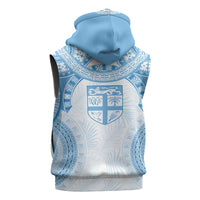 Bula Fiji Day 55th Anniversary Masi Tapa Sleeveless Zip Hoodie Emerald Jubilee - Turquoise LT7 - Polynesian Pride