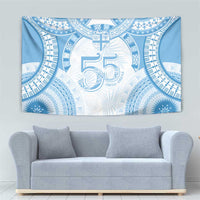 Bula Fiji Day 55th Anniversary Masi Tapa Tapestry Emerald Jubilee - Turquoise - Polynesian Pride