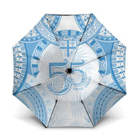 Bula Fiji Day 55th Anniversary Masi Tapa Umbrella Emerald Jubilee - Turquoise - Polynesian Pride