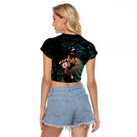 Maori Hongi Valentine Raglan Cropped T Shirt Aroha Ahau Ki A Koe LT7 - Polynesian Pride