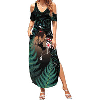 Maori Hongi Valentine Summer Maxi Dress Aroha Ahau Ki A Koe LT7 Women Emerald - Polynesian Pride