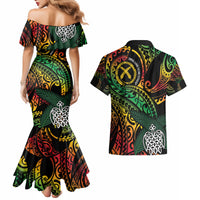 Vanuatu Indipendens Dei Couples Matching Mermaid Dress and Hawaiian Shirt Mix Traditional Sand Drawing LT7 - Polynesian Pride