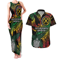 Vanuatu Indipendens Dei Couples Matching Tank Maxi Dress and Hawaiian Shirt Mix Traditional Sand Drawing LT7 Colorful - Polynesian Pride