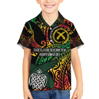 Vanuatu Indipendens Dei Kid Hawaiian Shirt Mix Traditional Sand Drawing
