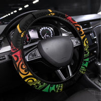 Vanuatu Indipendens Dei Steering Wheel Cover Mix Traditional Sand Drawing LT7 Universal Fit Colorful - Polynesian Pride