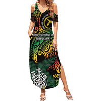 Vanuatu Indipendens Dei Summer Maxi Dress Mix Traditional Sand Drawing LT7 Women Colorful - Polynesian Pride
