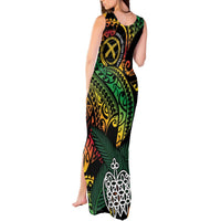 Vanuatu Indipendens Dei Tank Maxi Dress Mix Traditional Sand Drawing LT7 - Polynesian Pride
