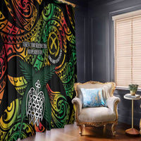 Vanuatu Indipendens Dei Window Curtain Mix Traditional Sand Drawing LT7 - Polynesian Pride