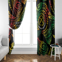Vanuatu Indipendens Dei Window Curtain Mix Traditional Sand Drawing LT7 - Polynesian Pride