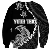 Personalised Guam Sweatshirt Tribal Turtles Curves Style - Black LT7 - Polynesian Pride