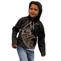 Personalised Guam Kid Hoodie Tribal Turtles Curves Style - Brown LT7 - Polynesian Pride