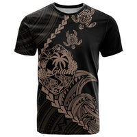 Custom Guam T Shirt Tribal Turtles Curves Style Brown LT7 Brown - Polynesian Pride