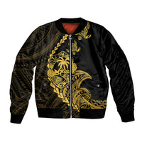 Personalised Guam Bomber Jacket Tribal Turtles Curves Style - Gold LT7 Unisex Gold - Polynesian Pride