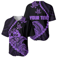 Personalised Guam Baseball Jersey Tribal Turtles Curves Style - Purple LT7 - Polynesian Pride