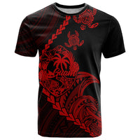 Custom Guam T Shirt Tribal Turtles Curves Style Red LT7 Red - Polynesian Pride