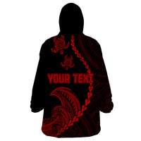 Personalised Guam Wearable Blanket Hoodie Tribal Turtles Curves Style - Red LT7 - Polynesian Pride
