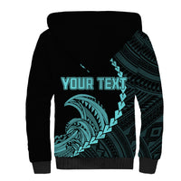 Personalised Guam Sherpa Hoodie Tribal Turtles Curves Style - Turquoise LT7 - Polynesian Pride
