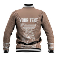 Personalised Guam Baseball Jacket Chamoro Latte Stone Mix Tropical - Brown LT7 - Polynesian Pride