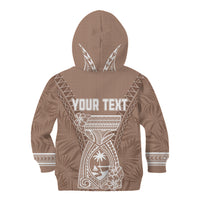 Personalised Guam Kid Hoodie Chamoro Latte Stone Mix Tropical - Brown LT7 - Polynesian Pride