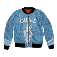 Personalised Guam Bomber Jacket Chamoro Latte Stone Mix Tropical - Blue LT7 Unisex Blue - Polynesian Pride