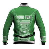 Personalised Guam Baseball Jacket Chamoro Latte Stone Mix Tropical - Green LT7 - Polynesian Pride